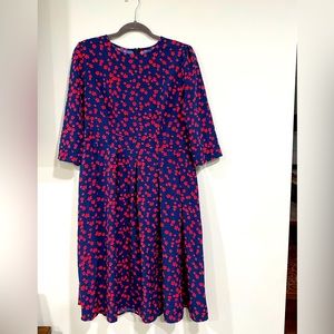 Blue with red flowers dress.